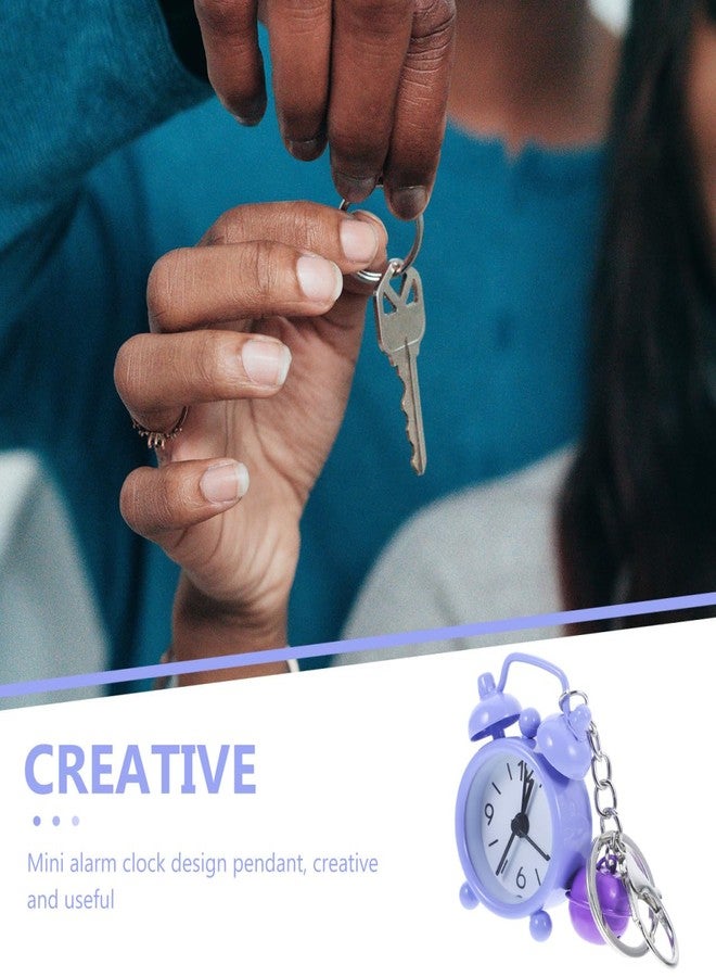NICERIO 1PC Mini Clock Keychain Alarm Clock - Creative Purple Key Holder Bag Pendant for Students, Perfect for Kids - Image 5